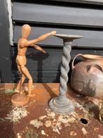 Brocante ijzeren kandelaar 30 cm, Antiek en Kunst, Ophalen of Verzenden, Overige materialen