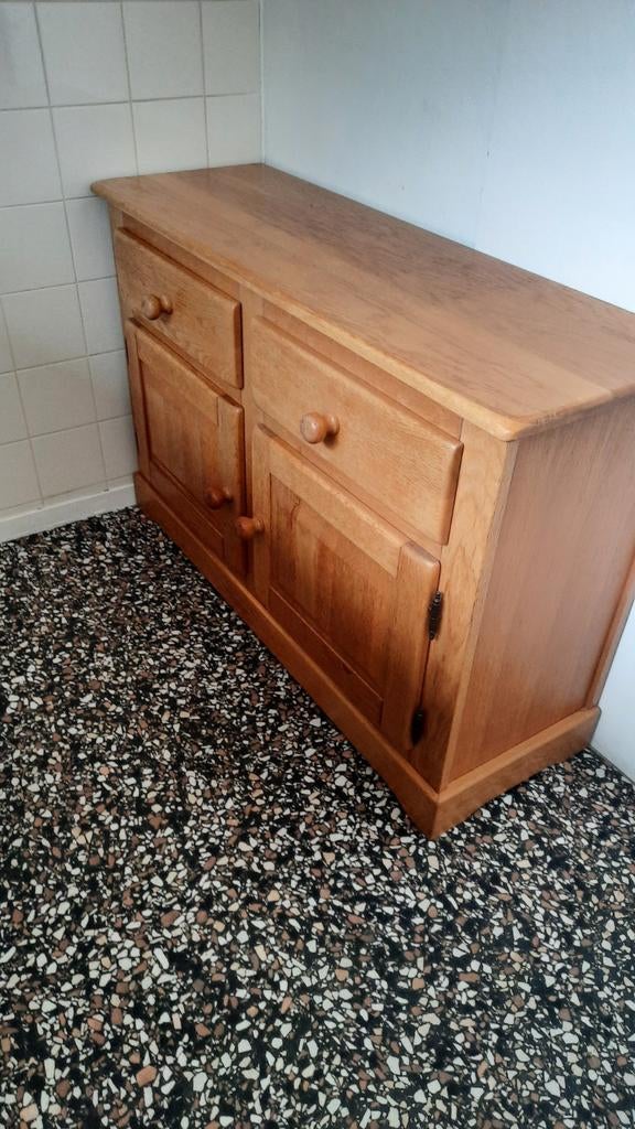 Licht eiken kastje met 2 lades, Ophalen