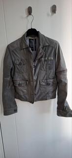 Grijs kort leren jackje 36 DNA, Ophalen of Verzenden, Zo goed als nieuw, Maat 36 (S), Grijs