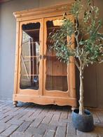 Grenen biedermeier linnenkast vitrinekast bezorgen mogelijk, Ophalen of Verzenden