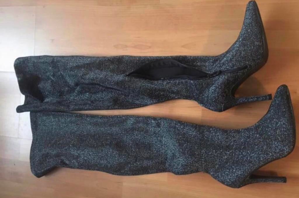 Overknee laarzen in grijs metallic nieuw ongedragen maat 38, Verzenden, Nieuw, Grijs, Hoge laarzen
