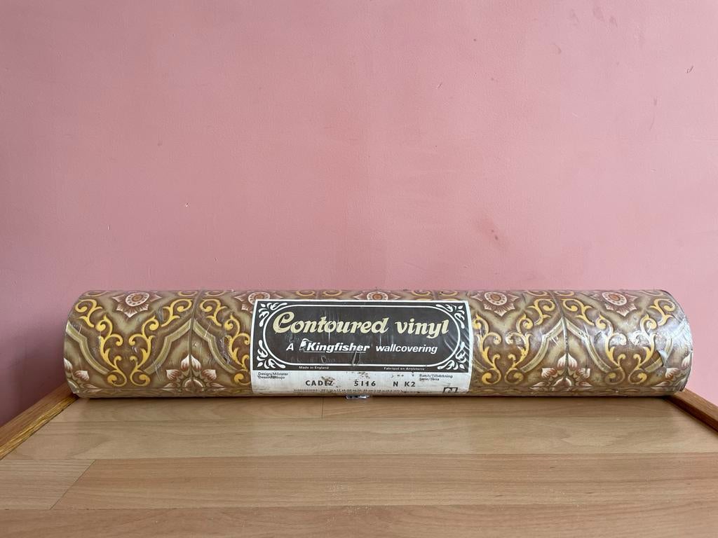 Vintage Kingfisher Contoured Vinyl behang, Ophalen of Verzenden, 10 tot 25 m², Bruin