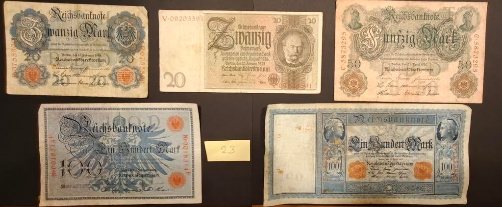 Duitse Reichsbank biljetten 1908-1929 | 20-50-100 Mark set, Ophalen of Verzenden, Duitsland