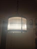 Industriële hanglamp met geribbeld glas, Huis en Inrichting, Lampen | Hanglampen, Gebruikt, 50 tot 75 cm, Ophalen of Verzenden