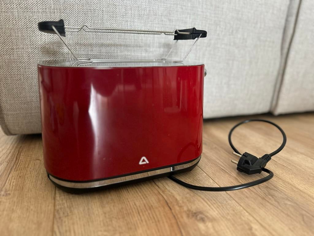 Ambiano Broodrooster Rood - Retro Toaster met Broodjesrek, Witgoed en Apparatuur, Ophalen of Verzenden, Gebruikt, Uitneembare kruimellade
