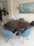 FLOW ronde eettafel, bruin marmer., Ophalen, Overige materialen, 100 tot 150 cm, 150 tot 200 cm