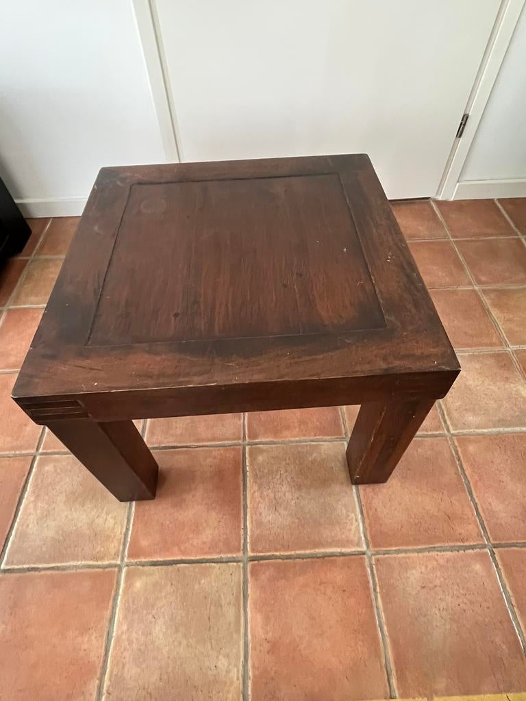 Bijzettafel/ salontafel 2 stuks koloniaal, Ophalen, Gebruikt, 50 tot 100 cm, Vierkant