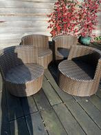 4 lounge stoeltjes met kussens, Tuin en Terras, Ophalen, Gebruikt, Wicker