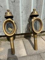 Twee antieke koperen koetslampen, Ophalen of Verzenden