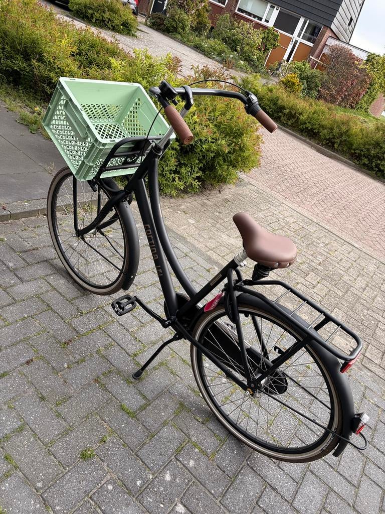 Zwarte Cortina meisjes fiets, Ophalen, Terugtraprem, Versnellingen, Zo goed als nieuw