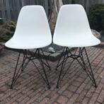 2  Vitra DSR Eames plastic chair design stoel wit, Huis en Inrichting, Stoelen, Gebruikt, Wit, Ophalen of Verzenden, Nvt