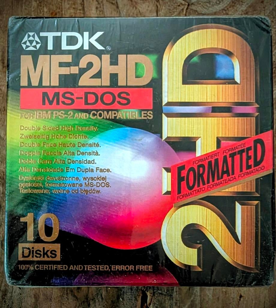 TDK MF-2HD MS-DOS Floppy Disks - 10 stuks, geformatteerd, Computers en Software, Harde schijven, Intern, MF-2HD (3.5 inch), HDD