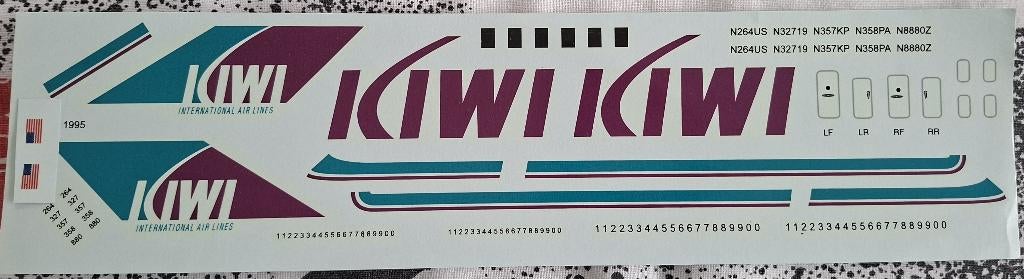 Avigraphics Decals Boeing 727-200 Kiwi Airways 1/144, Overige merken, 1:144 tot 1:200, Ophalen of Verzenden, Zo goed als nieuw