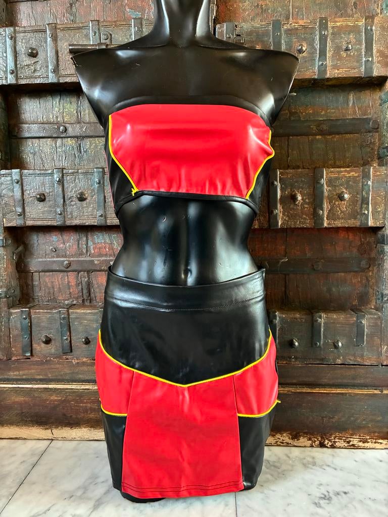 Lederlook setje, top met bijpassende Rok, Maat 38/40 (M), Zwart, Nieuw, Ophalen of Verzenden