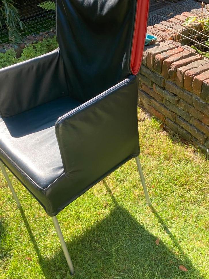 Leren eettafelstoel>HVS, Huis en Inrichting, Stoelen, Gebruikt, Eén, Leer, Zwart, Ophalen of Verzenden