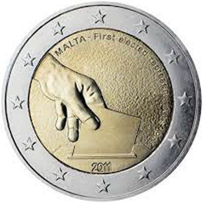 Malta 2 euro "Eerste Verkiezingen" 2011 UNC (lastig), Postzegels en Munten, Munten | Europa | Euromunten, Losse munt, 2 euro, Malta
