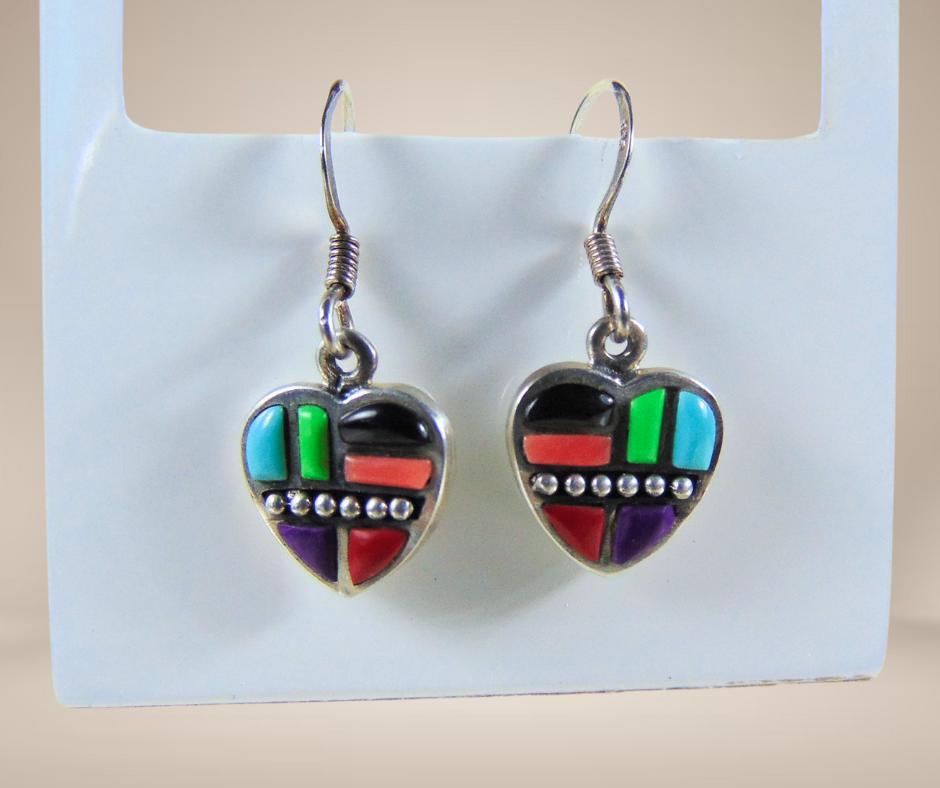 Mooie 925 zilver KINDERKOPJES multi stone hart oorbellen!, Hangers, Verzenden, Nieuw, X