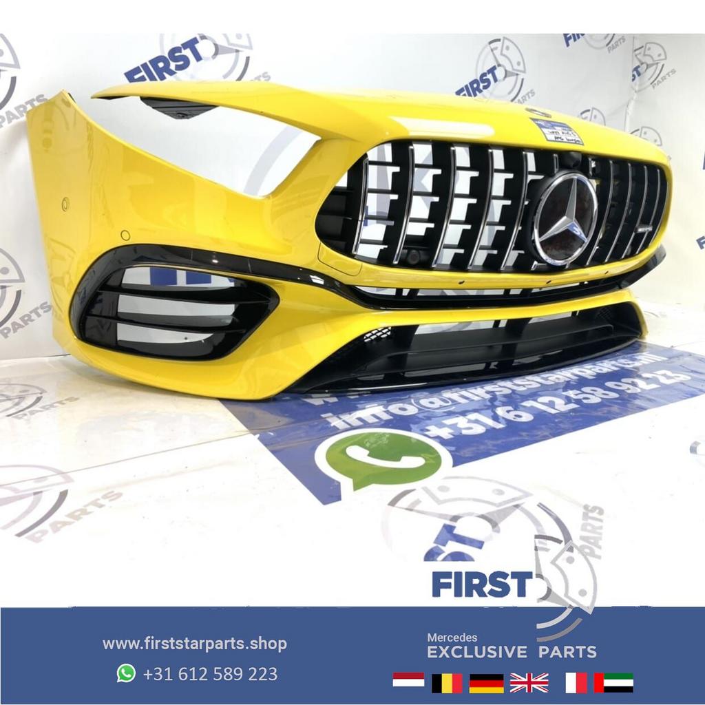 W177 A KLASSE 2021 A45 A45S AMG VOORBUMPER GEEL COMPLEET Ori, Gebruikt, -, Voor, Ophalen of Verzenden