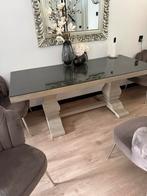 Kloostertafel van Rofra Home met glasplaat, Gebruikt, Glas, 150 tot 200 cm, Vier personen