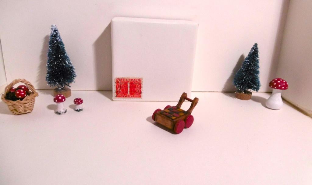 Oud houten duw blokkenkar poppenhuis speelgoed maileg., Verzamelen, Poppenhuizen en Toebehoren, Verzenden, Zo goed als nieuw, Poppenhuis