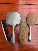 Verzilverde antieke set Gero Spiegel Haar en Borstel, Antiek en Kunst, Ophalen of Verzenden, Rechthoekig, Minder dan 50 cm