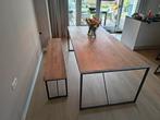 Eettafel met bankje - Licht hout en stalen frame, Huis en Inrichting, Tafels | Eettafels, Gebruikt, 100 tot 150 cm, 200 cm of meer