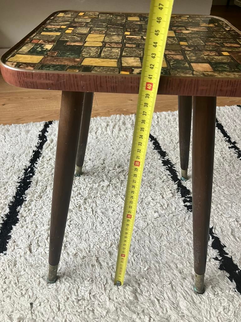 Vintage bijzettafeltje, Ophalen, Zo goed als nieuw, Rond, Minder dan 55 cm