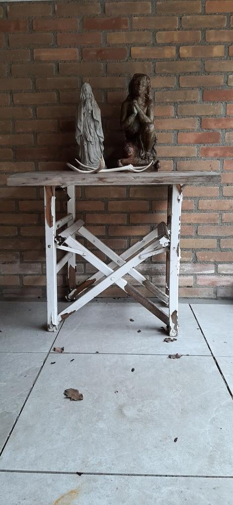 OUD BROCANT  .....  FRANSE SHABBY  ...  TUINTAFEL., Ophalen, Gebruikt, Rechthoekig, Hout