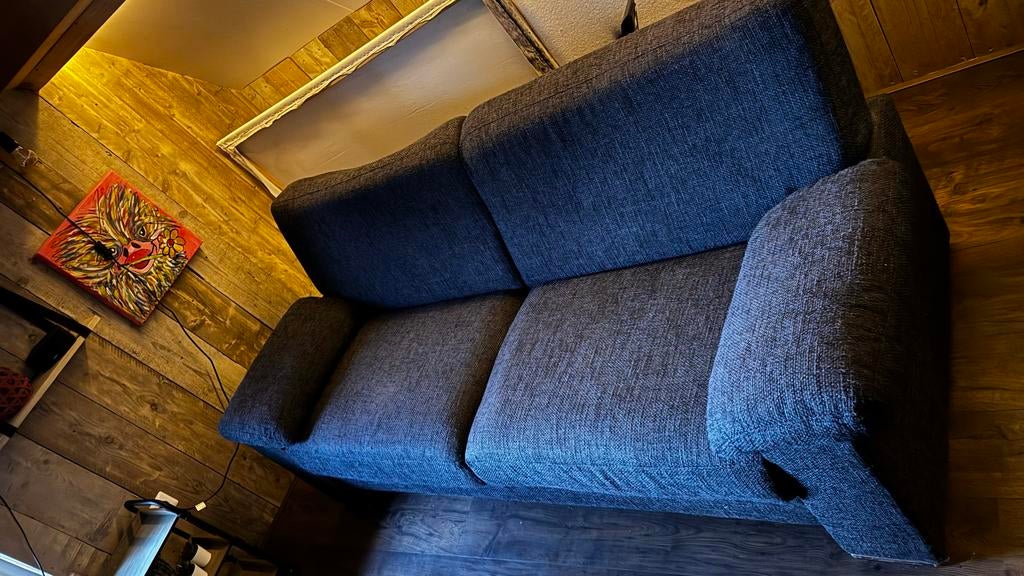 2,5-zits en 2-zits bankstel Antraciet Grijs, Ophalen, Gebruikt, 75 tot 100 cm, Rechte bank