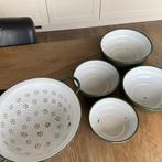 Groen e-mail vergiet, pan, schaaltjes, Ophalen