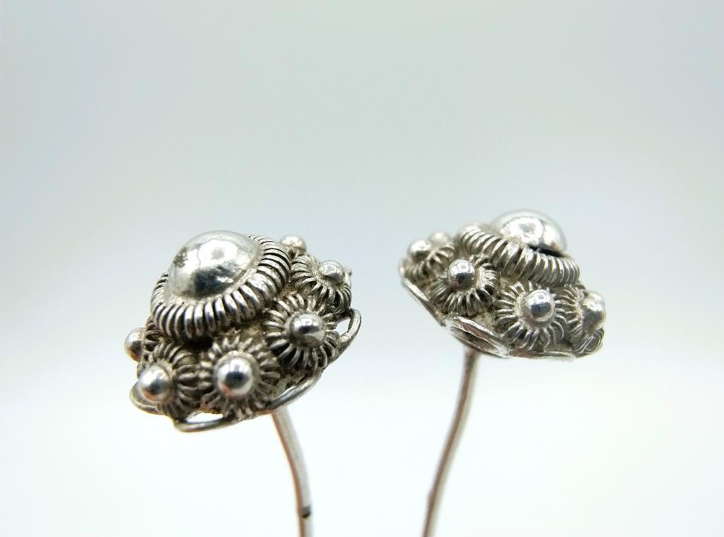 Zilveren mutsenspelden, Zeeuwse knop, 19e eeuws, Sieraden, Tassen en Uiterlijk, Antieke sieraden, Verzenden, Zilver, Overige typen