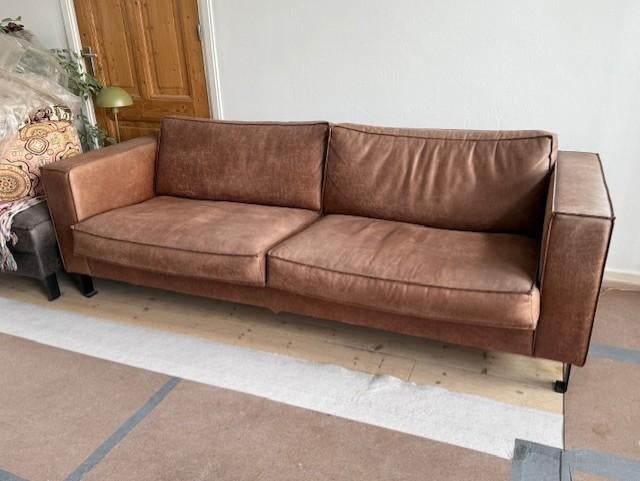 zitbank microleder, Huis en Inrichting, Banken | Bankstellen, Ophalen, Gebruikt, Tweepersoons, Rechte bank