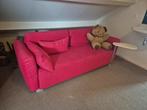 Rode zit-slaapbank met afneembaar tafeltje, Gebruikt, Overige kleuren, Tweepersoons, Ophalen of Verzenden