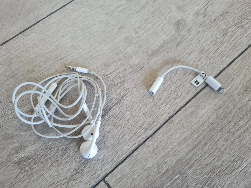 Apple oordopjes + Lightning audio adapter, In gehoorgang (in-ear), Ophalen of Verzenden, Zo goed als nieuw, Apple