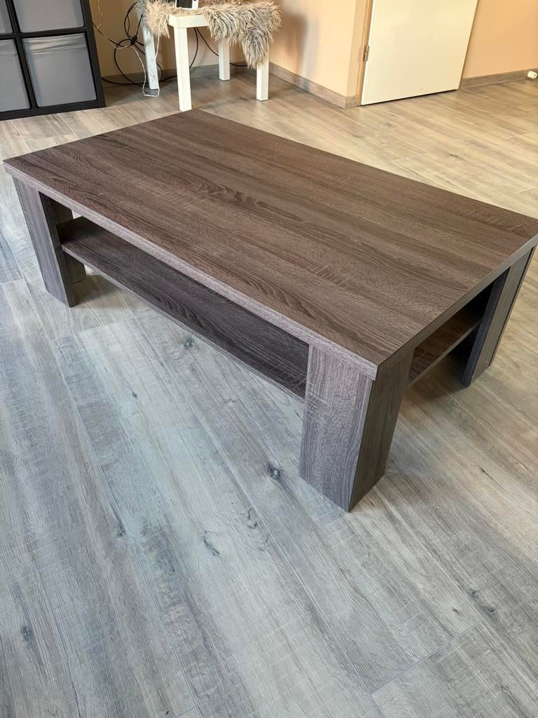 Salontafel grijs / bruin, Ophalen, 100 tot 150 cm, 50 tot 100 cm, Zo goed als nieuw