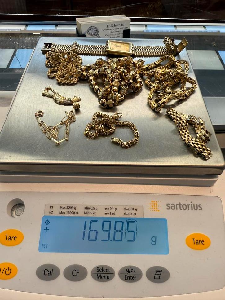 14 karaats gouden sieraden ALLEEN DIT WEEKEND €100 PER GRAM, Sieraden, Tassen en Uiterlijk, Kettingen, Zo goed als nieuw, Goud