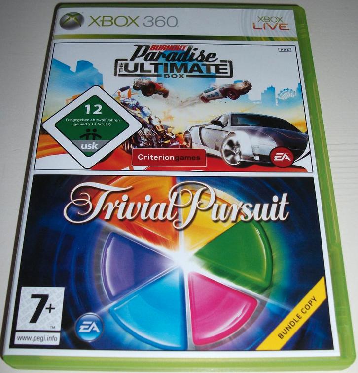 Xbox 360 Game *** BURNOUT PARADISE & TRIVIAL PURSUIT ***, Spelcomputers en Games, Games | Xbox 360, Zo goed als nieuw, Overige genres