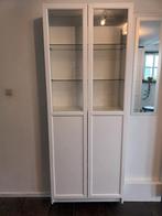 Ikea Billy kast, wit, met half glazen deuren, Ophalen, 200 cm of meer, 50 tot 100 cm, Zo goed als nieuw