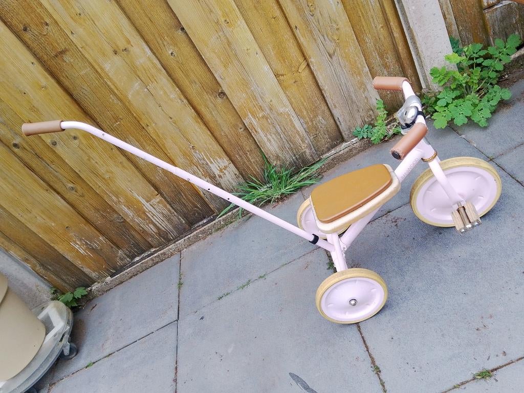 Banwood loopfiets/driewieler roze met duwstang, Fietsen en Brommers, Ophalen, Gebruikt, Banwood, Duwstang