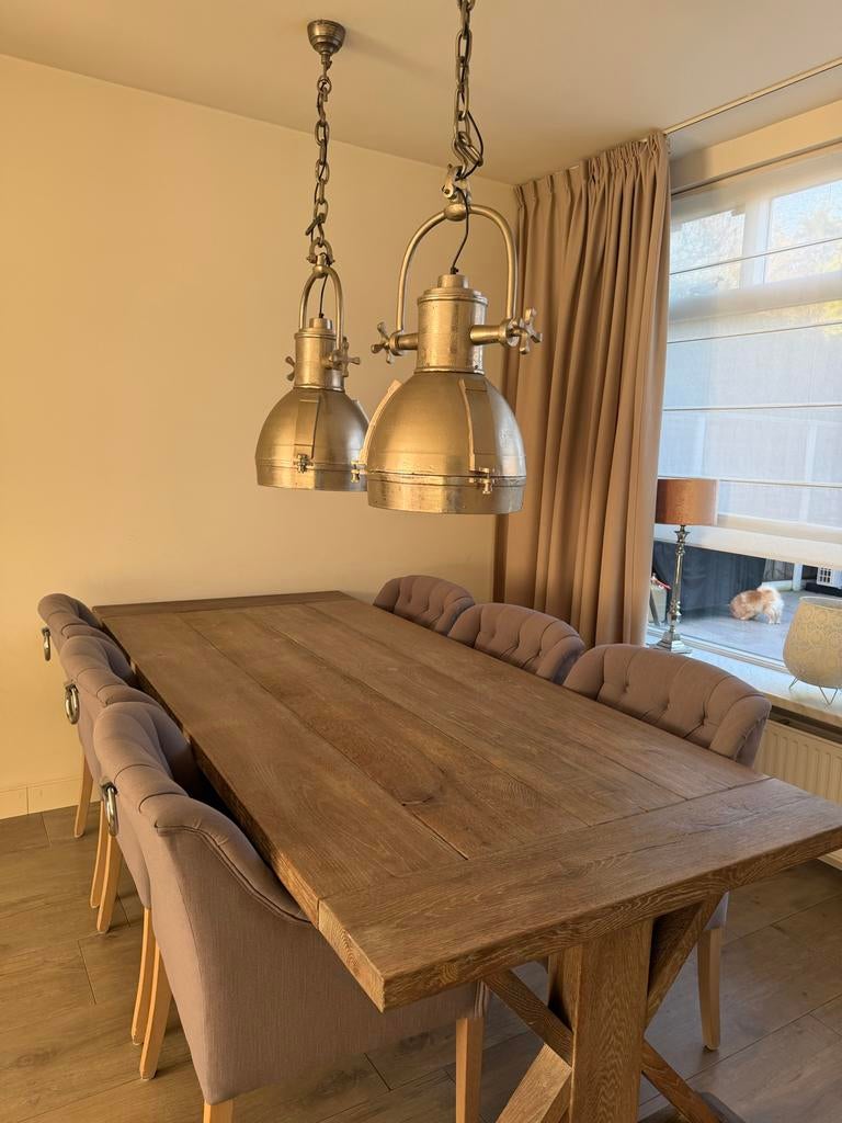 Kloostertafel met 6 kuipstoelen van Schippers Lifestyle, Huis en Inrichting, Tafels | Eettafels, Ophalen, Gebruikt, 100 tot 150 cm