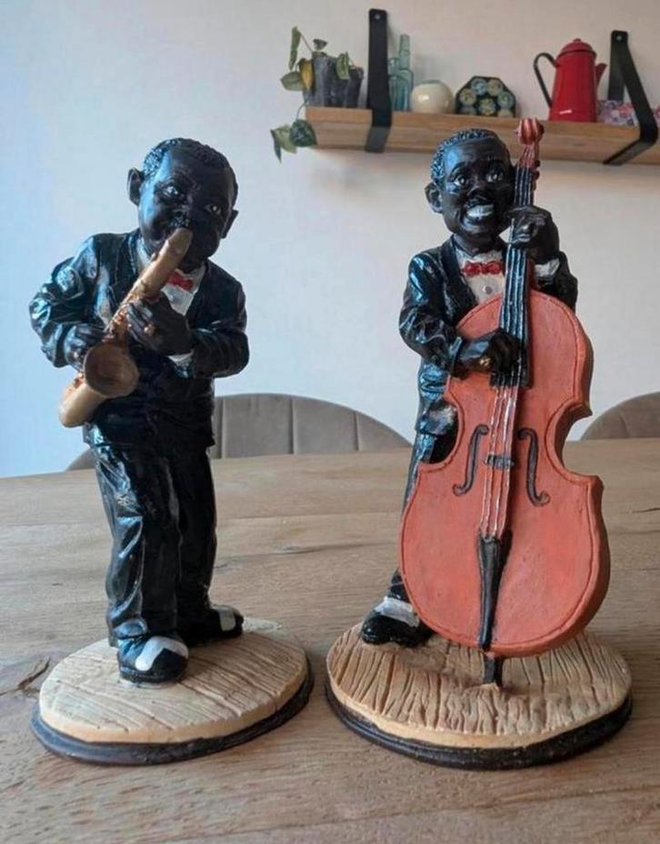 2 beelden Amerikaanse Jazz orkest, Verzamelen, Beelden en Beeldjes, Zo goed als nieuw, Overige typen, Ophalen of Verzenden
