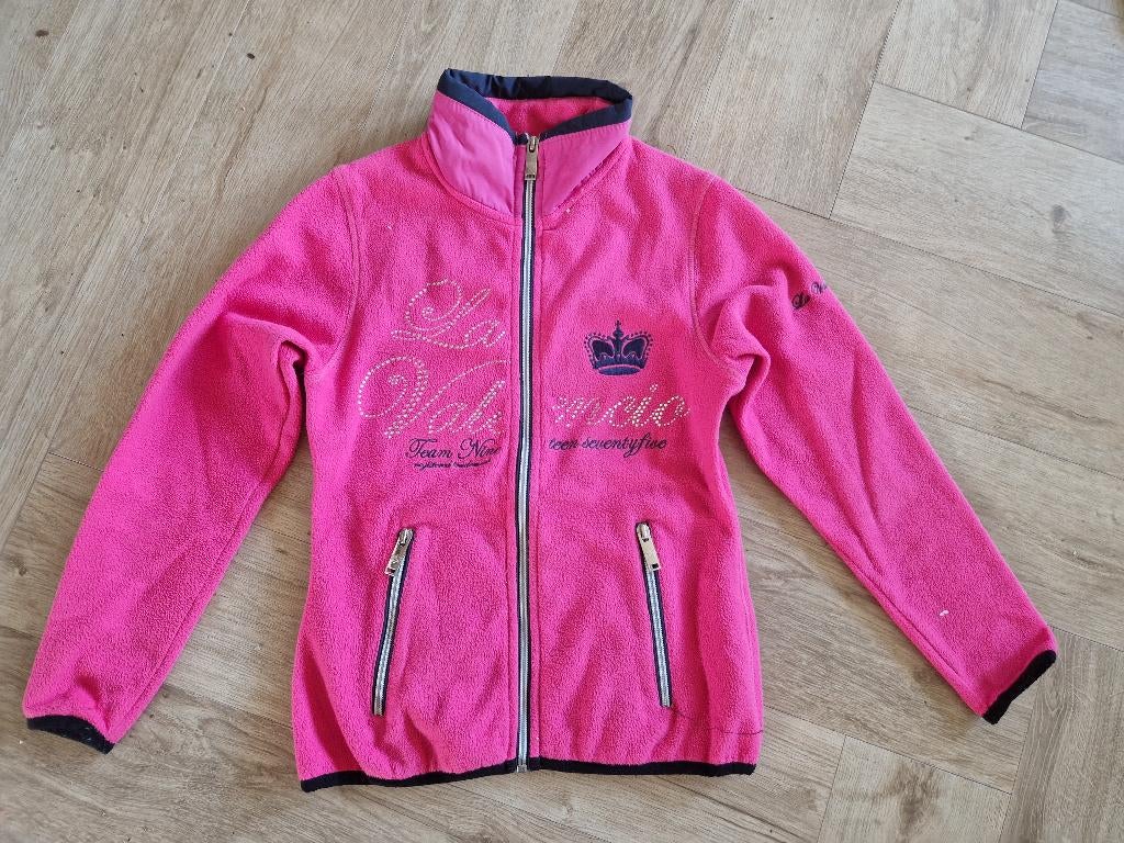 La Valencia roze fleece vest mt 140, Ophalen of Verzenden, Zo goed als nieuw, Meisje, Trui of Vest