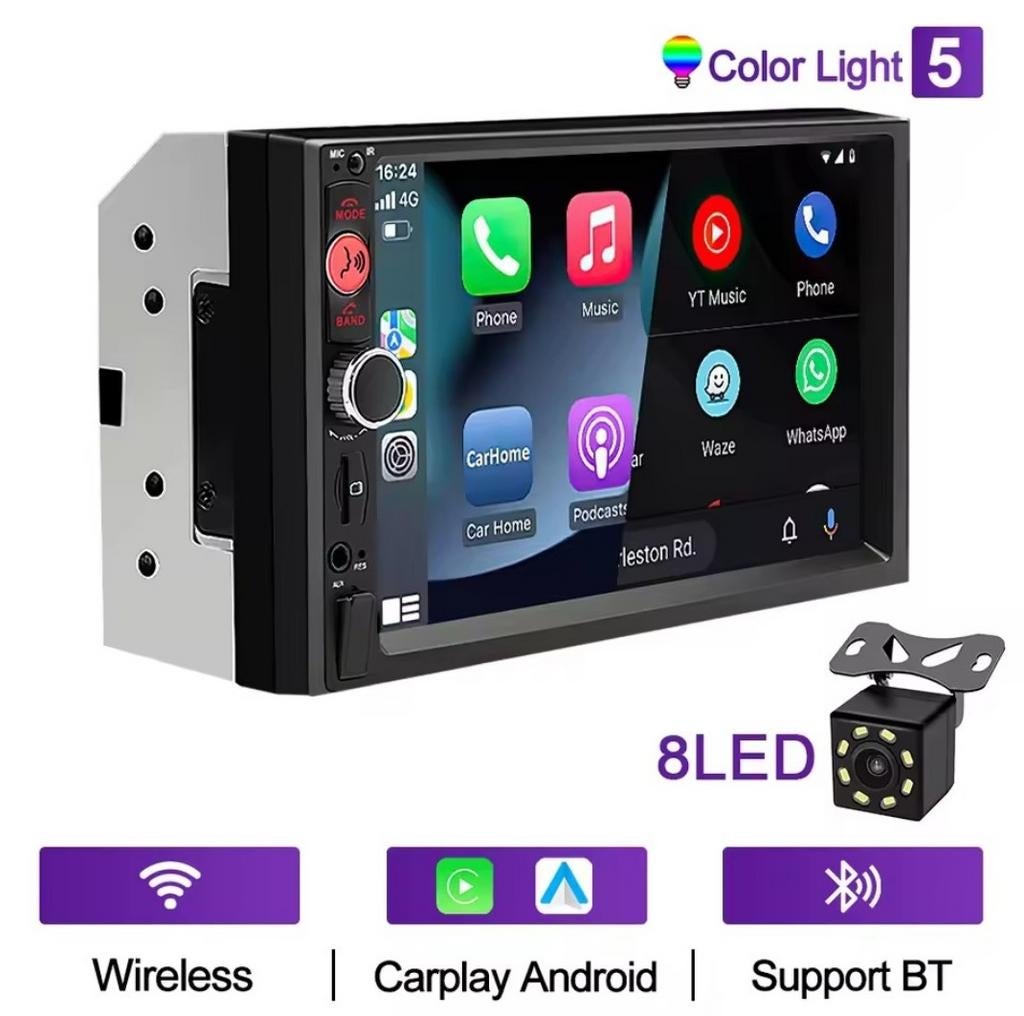 2-Din Autoradio CarPlay AndroidAuto Bluetooth Touchscreen, Auto diversen, Autoradio's, Ophalen of Verzenden, Nieuw