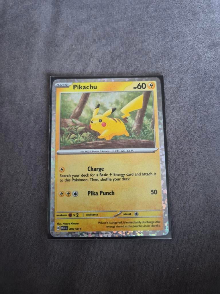 Pikachu Pokémon Kaart M24a 002/015 - Basic 60 HP, Ophalen of Verzenden, Zo goed als nieuw, Losse kaart