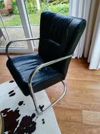 Deense design vintage fauteuil zwart leer, chroom KEBE, Ophalen, Minder dan 75 cm, Zo goed als nieuw, Vintage retro design