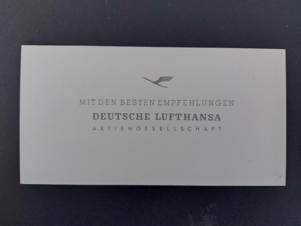 Lufthansa kaartje “Mit Den Besten Empfehlungen” (LU31), Ophalen of Verzenden, Gebruikt, Kaart, Foto of Prent