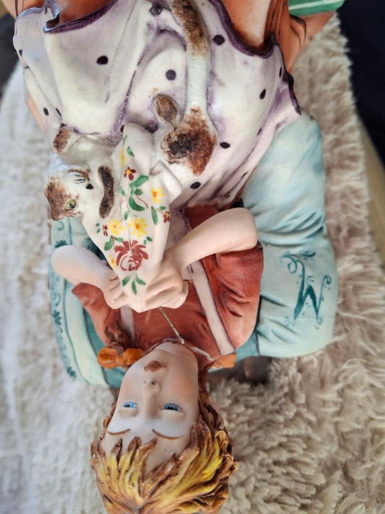 Prachtig Capodimonte beeldjesuit Italië - Herder met schapen, Ophalen of Verzenden