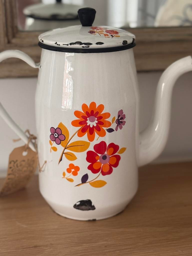 Oude emaille vintage retro koffie pot, Antiek en Kunst, Antiek | Emaille, Ophalen of Verzenden