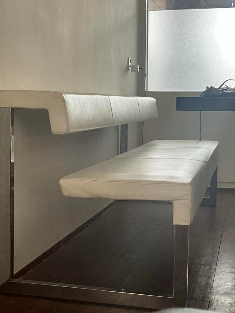 KFF Gate Design Bank en 2 KFF Stoelen in Leder, Huis en Inrichting, Ophalen, Twee, Wit, Leer