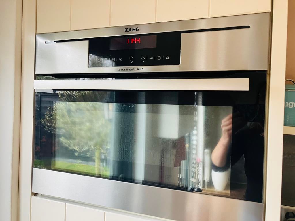 AEG combi magnetron, Gebruikt, Hete lucht, Oven met grill, Inbouw